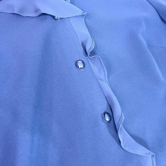 Talbots Two Piece Outfit Women's 18 Blue Top & Skirt Ruffles Matching Set - Picture 2 of 11